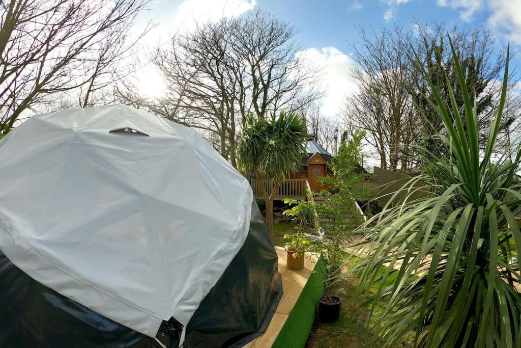 Romantic Treehouse With Hot Tub & Bbq Lodge Praze an Beeble Eksteriør bilde