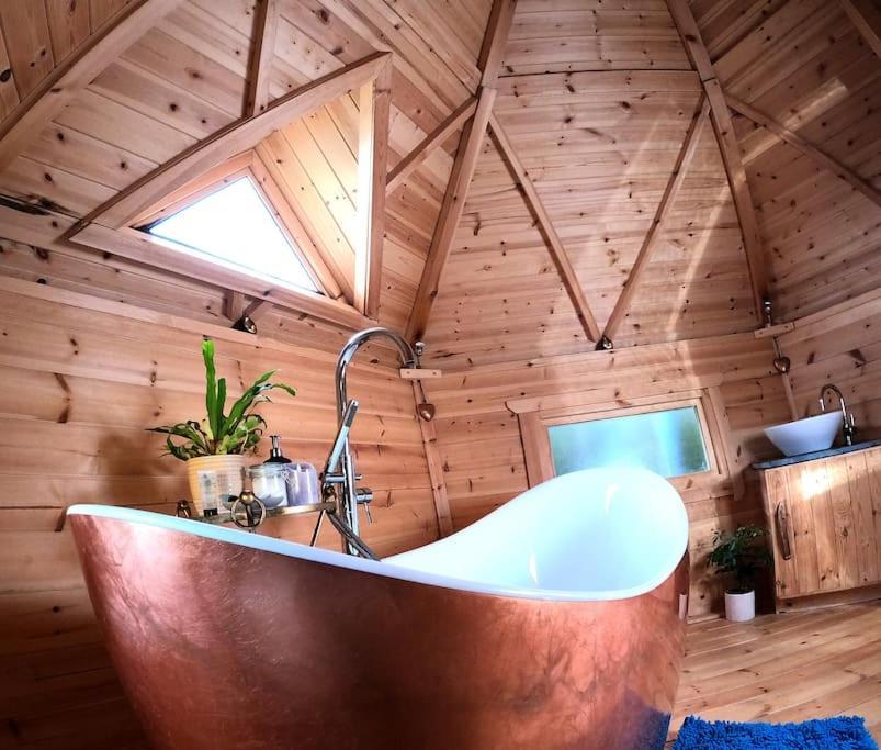 Romantic Treehouse With Hot Tub & Bbq Lodge Praze an Beeble Eksteriør bilde